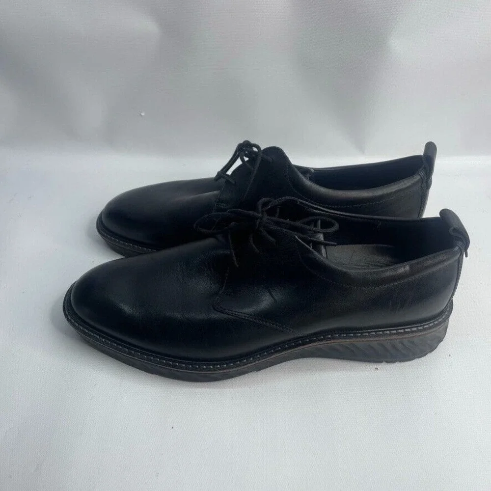 ECCO MENS‎ ST.1 HYBRID BLACK LEATHER PLAIN TOE OXFORD SIZE 44 / 10-10.5 $250